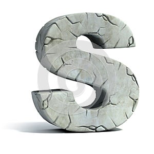Cracked stone 3d font letter S