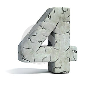 Cracked stone 3d font number 4