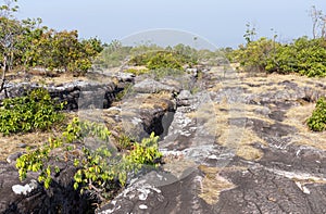 Cracked stone field from the erosion of the weathering