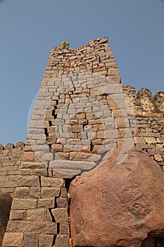 Cracked stone wall
