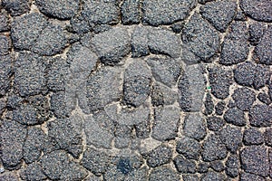 Cracked tarmac road surface