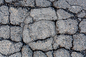 Cracked tarmac surface