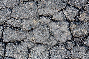 Cracked tarmac surface