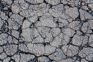 Cracked tarmac surface