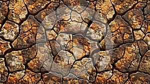 Cracked tree trunk closeup with multiple fissures