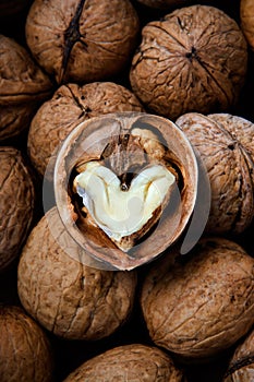 The cracked walnut with heart-shaped core