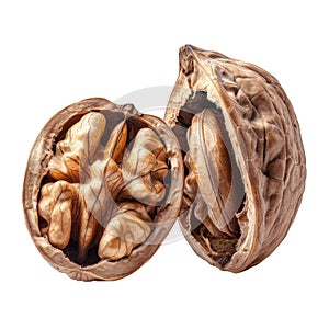 Cracked Walnut Shell with Visible Nutmeat