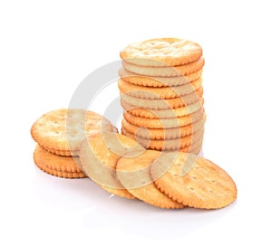 Cracker cookie on white background