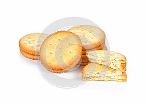 Cracker cookie on white background