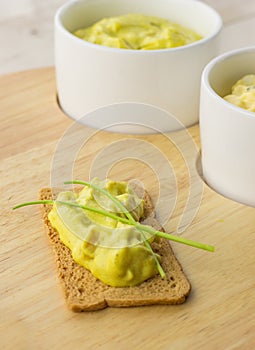 Cracker with curried chicken salad