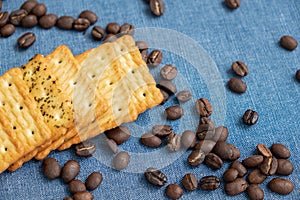 Crackers and coffee beans