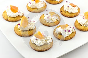 Crackers with Cream Cheese and Smoked Salmon