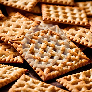 Crackers, crispy baked biscuit cookie thin sliced food