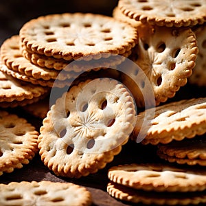 Crackers, crispy baked biscuit cookie thin sliced food