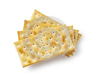 Crackers placed on a white background