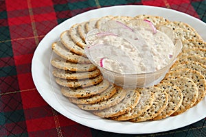 Crackers and salmon spread