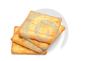 Crackers stacked isolated over white background