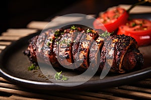 cracking some black pepper on a grilled octopus dish