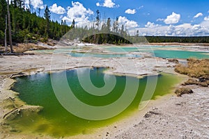 Crackling Lake at Norris Geyser Basin at Yellowstone National Park Wyoming USA