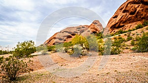 Cracks and Caves caused by Erosion in the red sandstone buttes of Papago Park near Phoenix Arizona