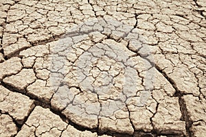 Cracks in the earth in rural areas.