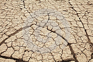 Cracks in the earth in rural areas. Ground texture background. Dry soil abstract photo