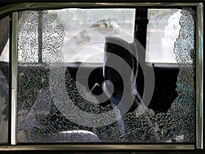 Cracks glass broken automobile