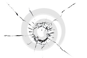 Cracks in the glass on a white background. Abstract background.