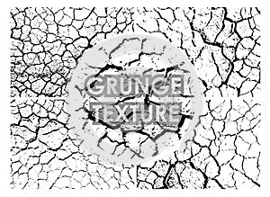 Cracks on ground during drought. Set of grunge textures with different number of spots on white background. Texture of old poster