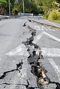 Cracks In A Road Caused By An Earthquake
