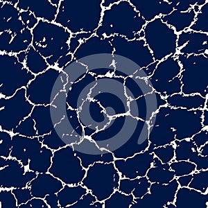 Cracks seamless pattern. Blue background. Crack marble texture. Abstract grunge urban effect. Contemporary cracked texture. Modern