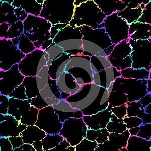 Cracks seamless pattern. Multicolored background. Crack marble texture. Abstract grunge urban effect. Colorful cracked texture. Mo