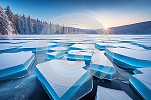 Cracks on the surface of lake ice