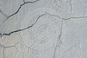 A cracks texture of old rustic wall covered with gray stucco plaster abstract background and texture for design