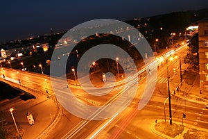 Cracow crossroad by night