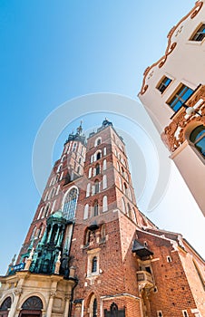 Cracow, Poland- gothic Saint Mary s church and secession house