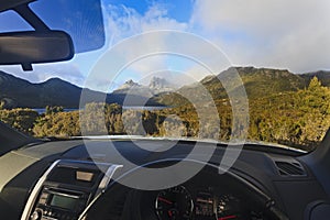 Cradle Mt from car