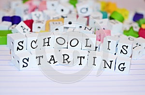 Craft and alphabet block spell School is Starting