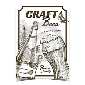 Craft Beer Alcohol Drink Advertising Poster Vector