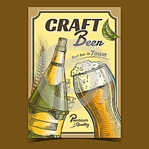 Craft Beer Alcohol Drink Advertising Poster Vector