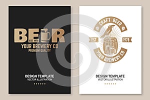 Craft Beer badge, poster, flyer, template, card. Vector. Vintage design for bar, pub and restaurant business. Coaster