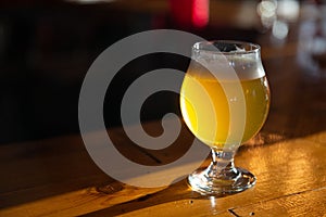 Craft Beer on a Bar with copy space