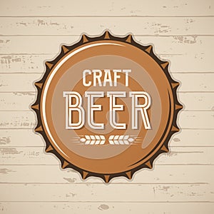 Craft beer bottle cap. Vector brewery logo, emblem, badge.
