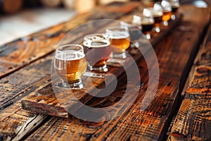 Craft Beer Flight on Wooden Paddle