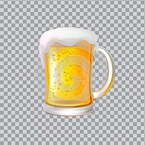 Craft Beer with Foam, Big Glass Mug Alcohol Drink