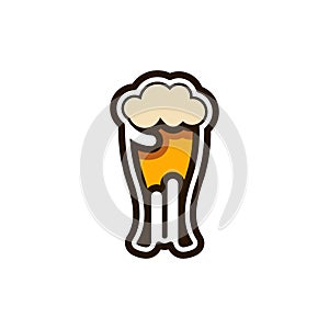 Craft Beer glass and malt Brewery logo design vector modern cartoon line style illustration. Cheers mate. Glass of beer isolated