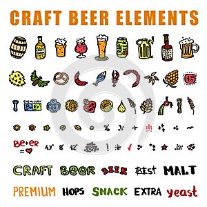 Craft beer hand drawn elements set in circle