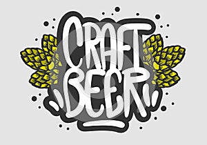 Craft Beer Hand Drawn Vector Design With Beer Hops Illustrations