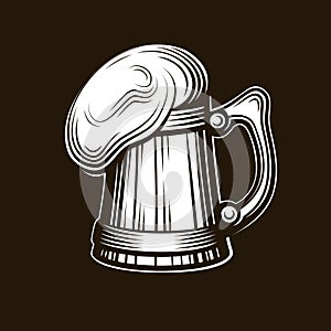 Craft beer logo - vector illustration, emblem brewery design on dark background.