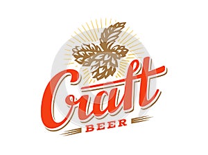 Craft beer logo- vector illustration hop, emblem design